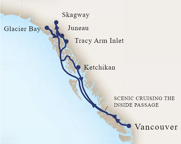 Inside Passage & Glacier Bay map